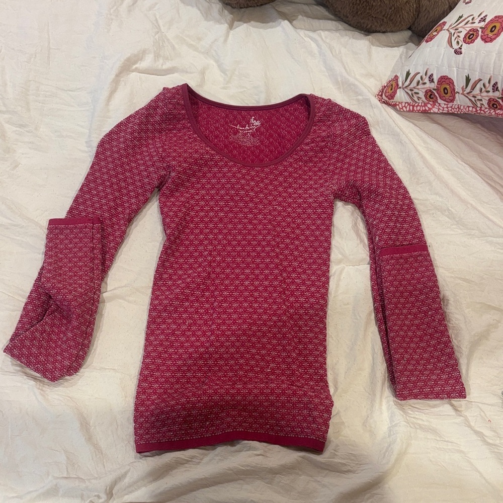 Woman's Free People Pink Patterned Long Sleeve Top